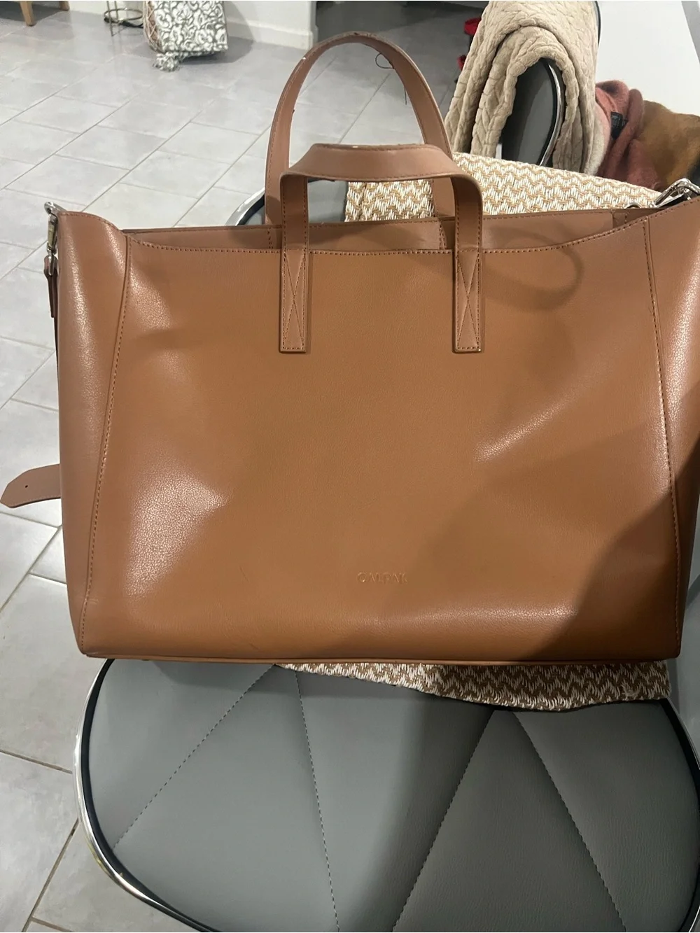 Calpak Cognac Leather Weekender Tote